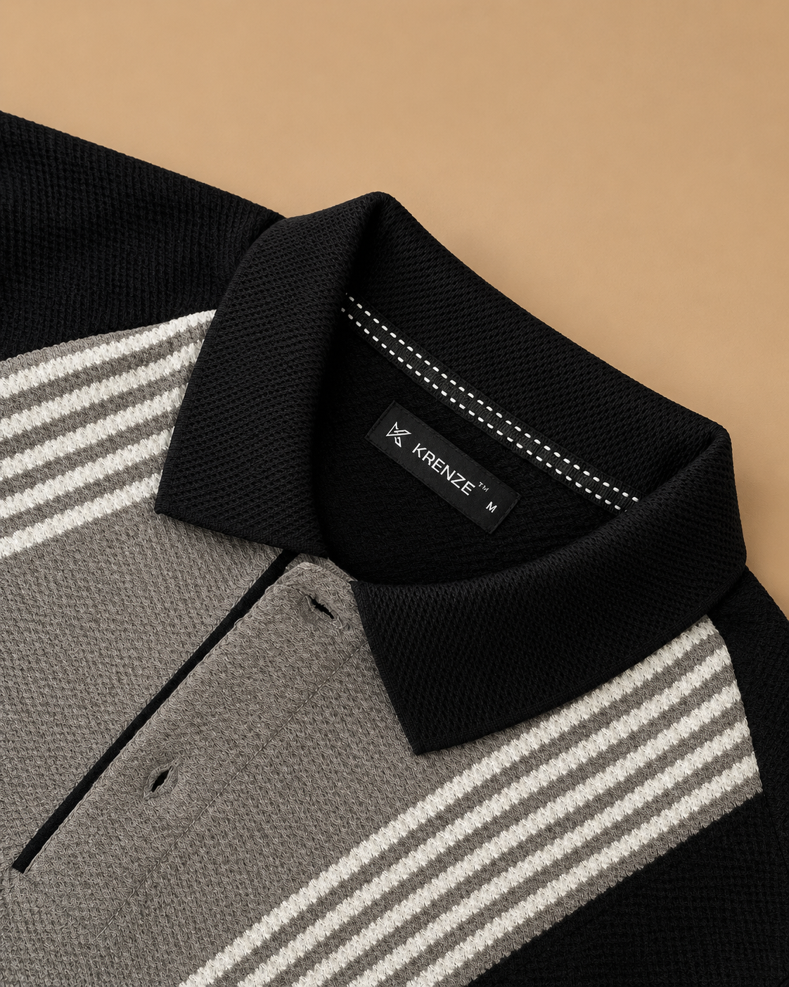 Black Grey Vertical Polo T-Shirt