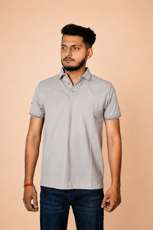 Silver Grey Technical Polo T-Shirt