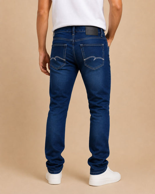 Dark Blue Jeans With White thread