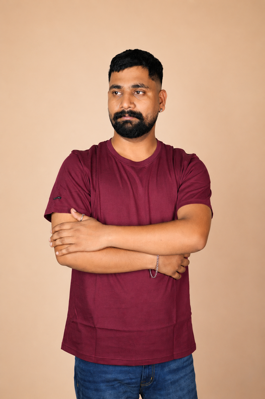 Solid Burgundy T-Shirt 100% Cotton