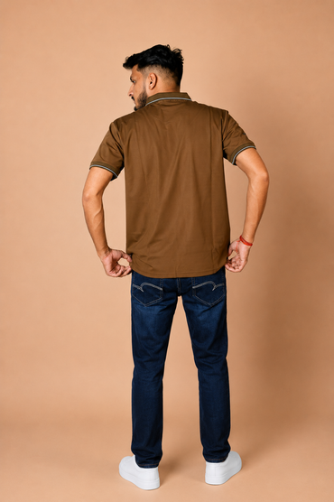 Mud Brown Technical Polo T-Shirt