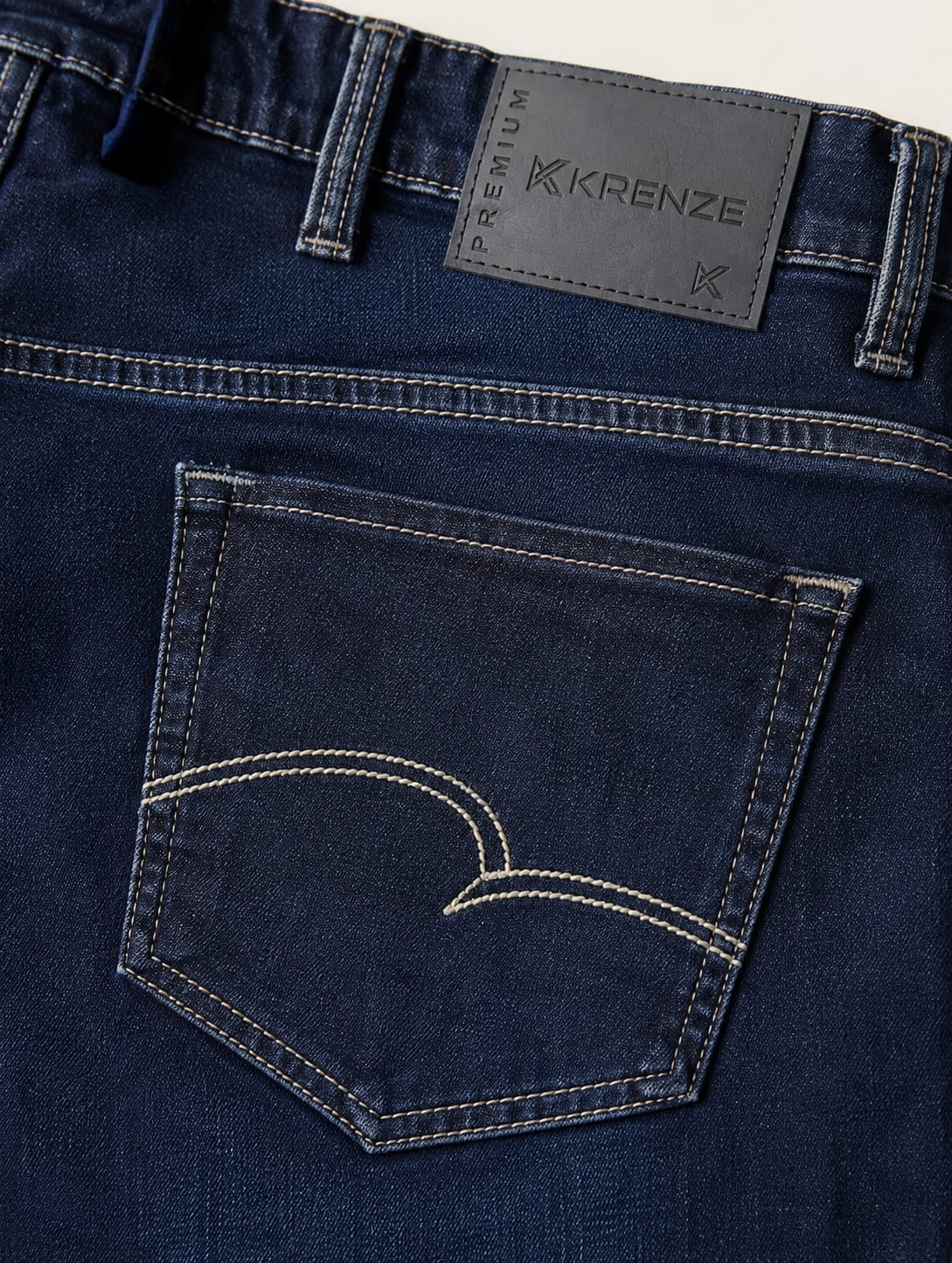 Dark Blue Jeans With White thread