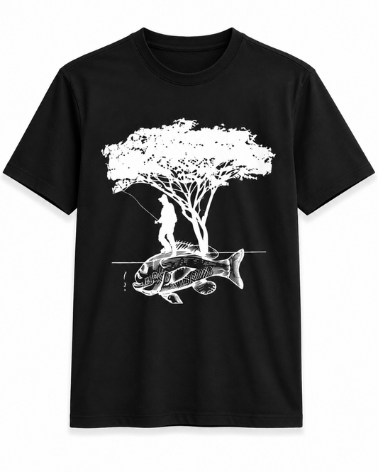 Fish and Tree Visual Printed Oversized T-Shirt