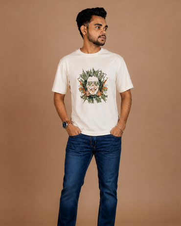 Skull with Gun Printed T-Shirt 100% Cotton
