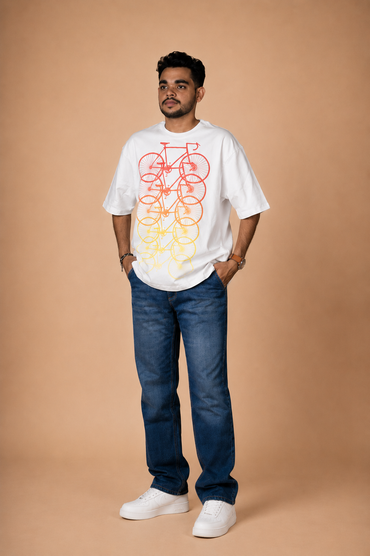 Cycles in White Printed T-Shirt product photo 2