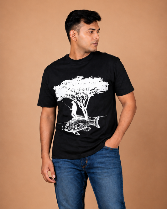 Fish and Tree Visual Printed T-Shirt product photo 3