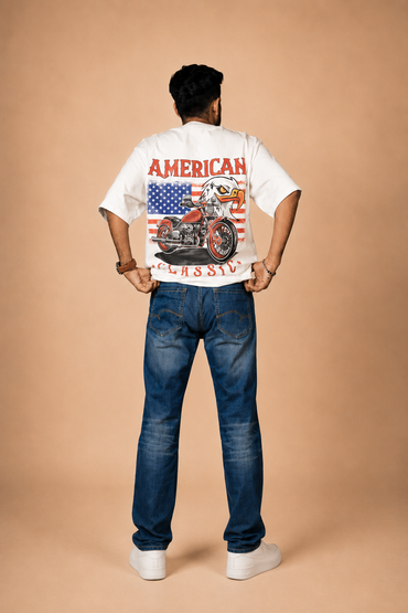 American in White Printed T-Shirt product photo 2