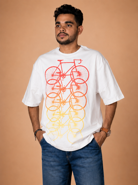 Cycles in White Printed T-Shirt product photo 3