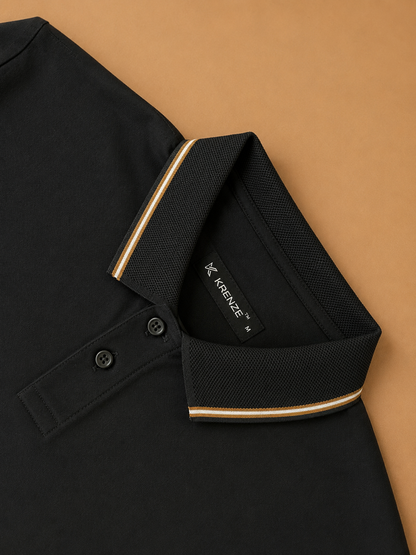Solid Black Technical Polo T-Shirt