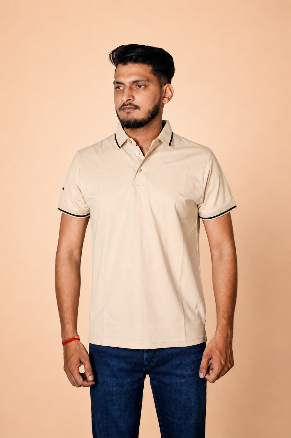 Beige Technical Polo T-Shirt