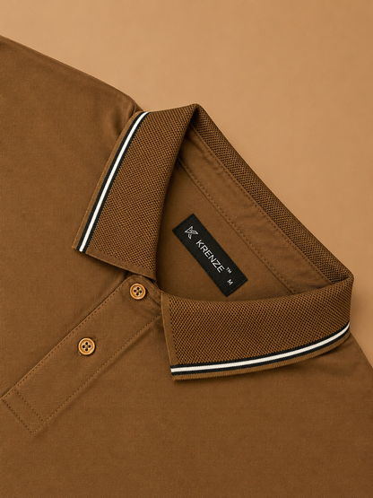 Mud Brown Technical Polo T-Shirt