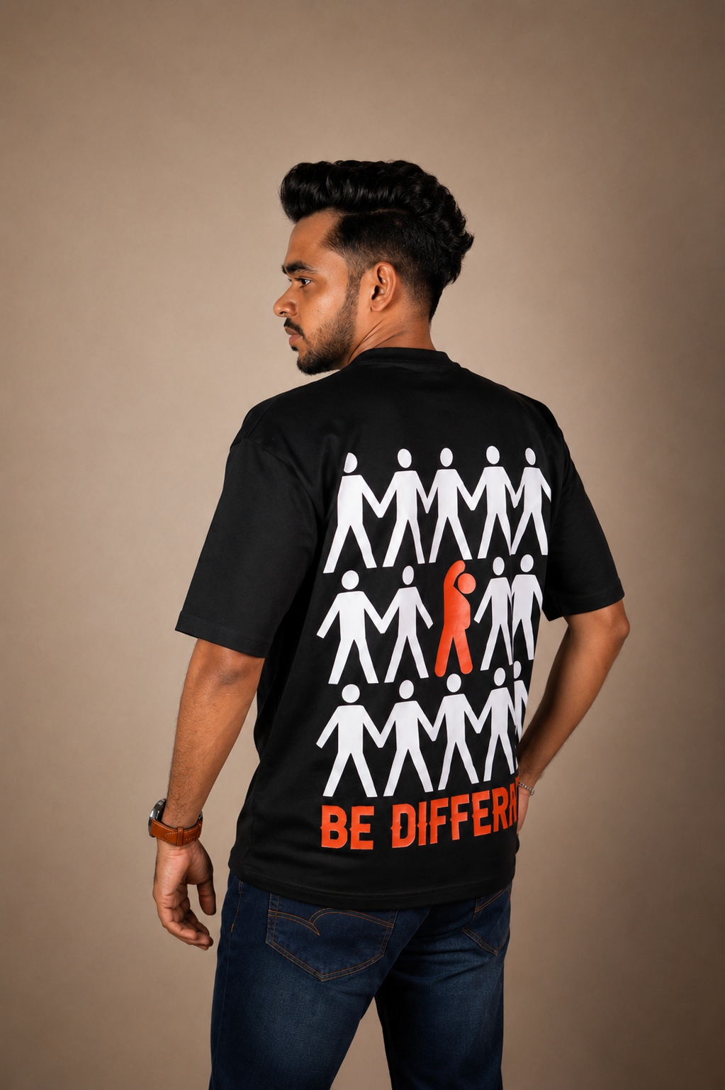 Be Different Printed Oversized T-Shirt