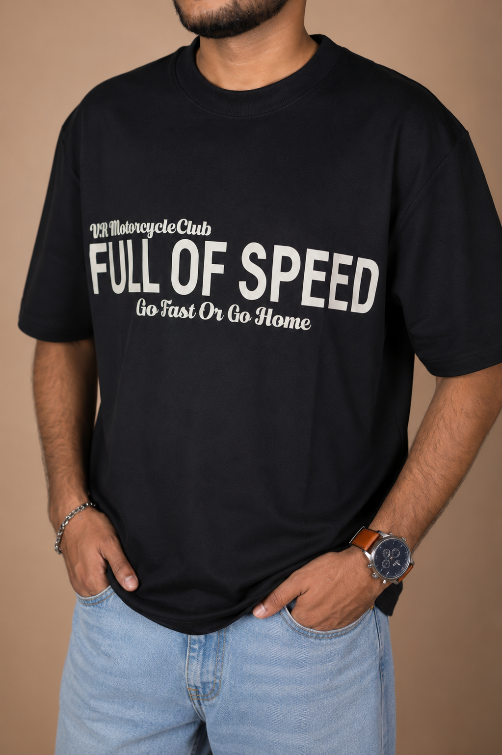 Cafe Racer Black Printed T-Shirt