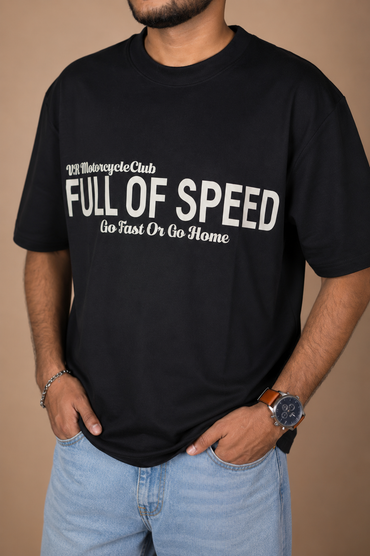 Cafe Racer Black Printed T-Shirt