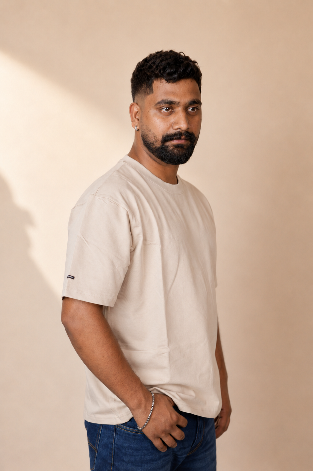 Solid Beige Colour Oversized T-Shirt