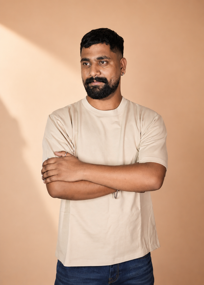 Solid Beige Colour Oversized T-Shirt
