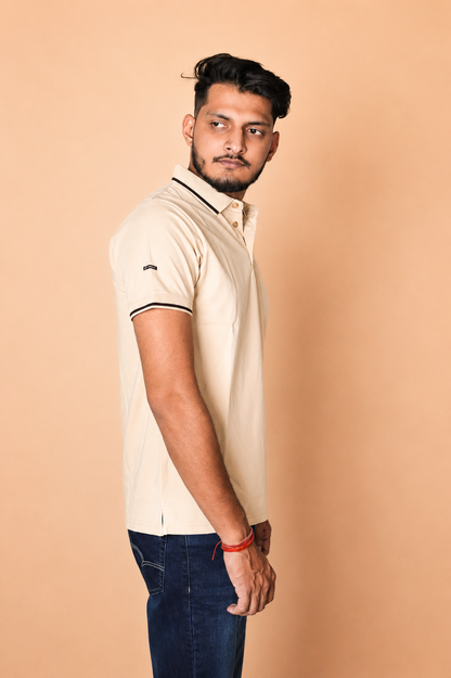 Beige Technical Polo T-Shirt