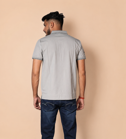 Silver Grey Technical Polo T-Shirt