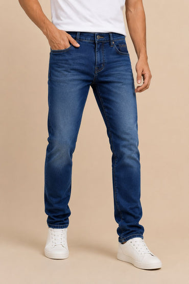 Dark Blue Jeans With White thread