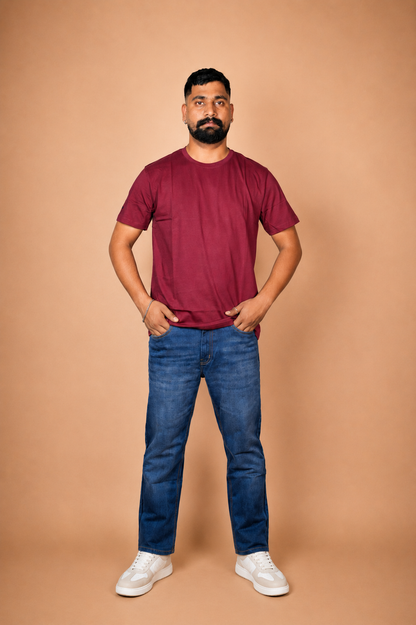 Solid Burgundy T-Shirt 100% Cotton