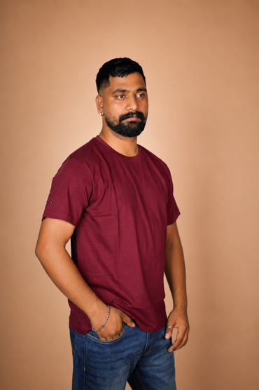 Solid Burgundy T-Shirt 100% Cotton