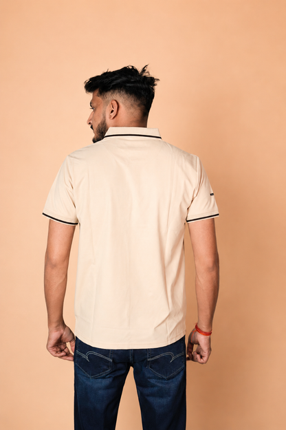 Beige Technical Polo T-Shirt