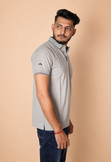 Silver Grey Technical Polo T-Shirt