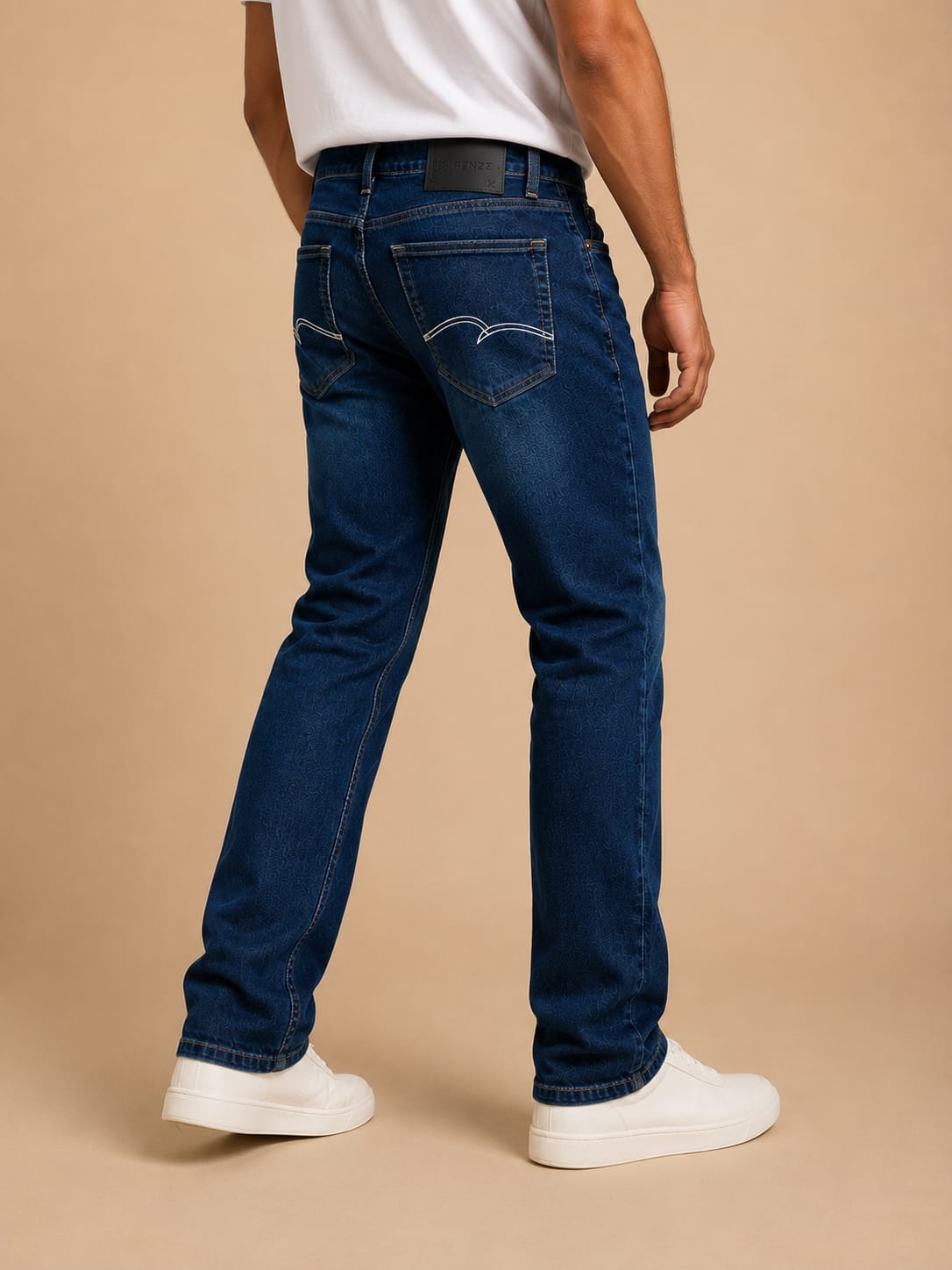 Dark Blue Jeans With White thread