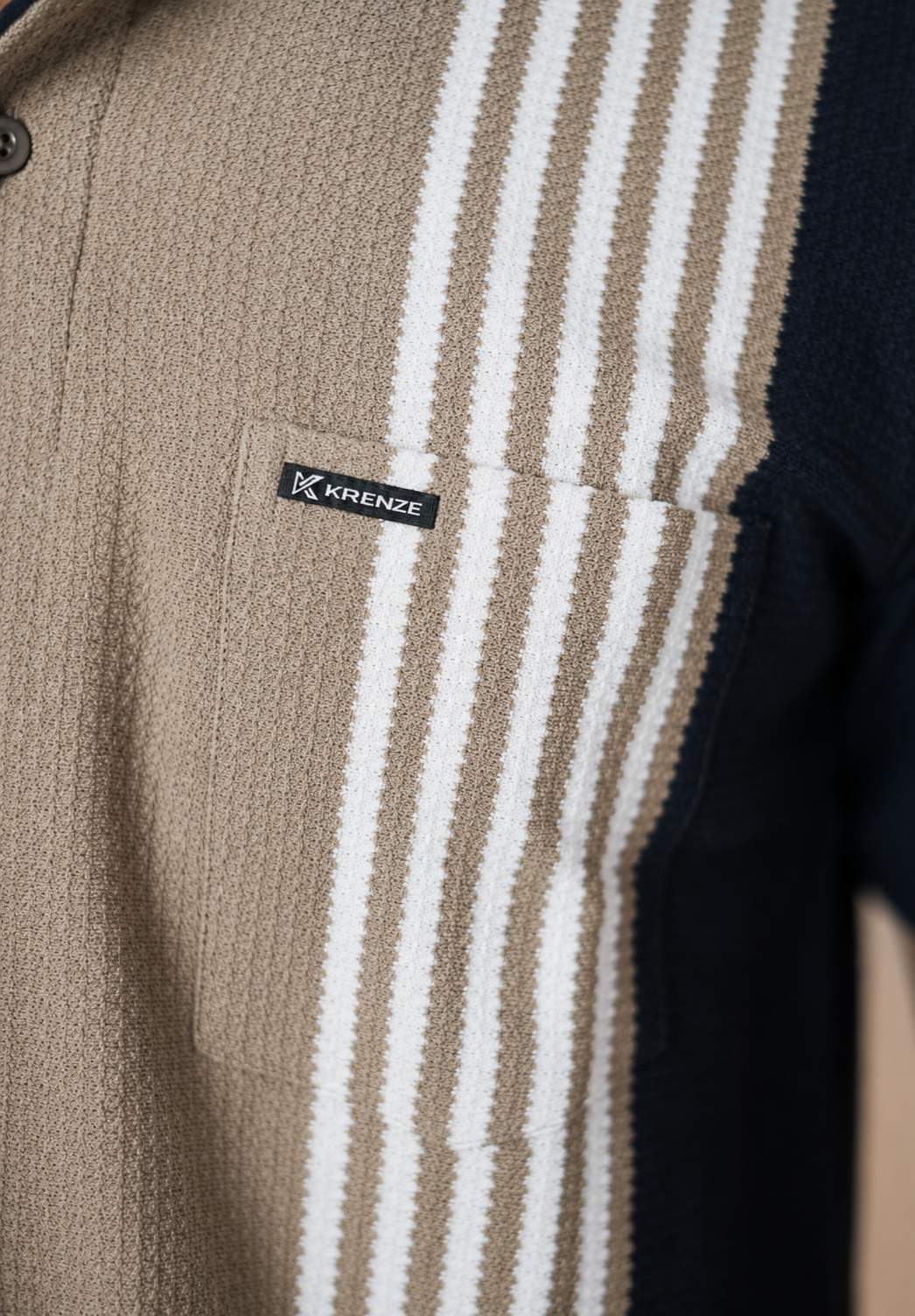 Blue Brown Vertical Polo T-Shirt