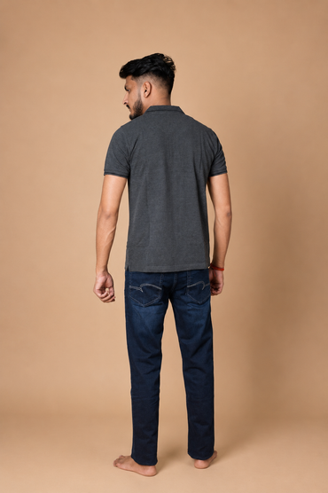 Charcoal Colour 100% Cotton Polo T-Shirt