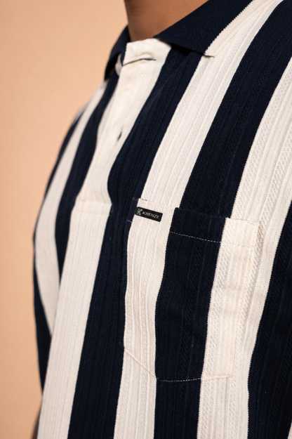 Black & White Vertical Polo T-Shirt