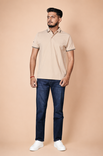 Beige Technical Polo T-Shirt