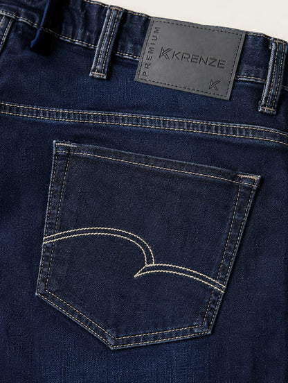 Dark Blue Jeans With White thread