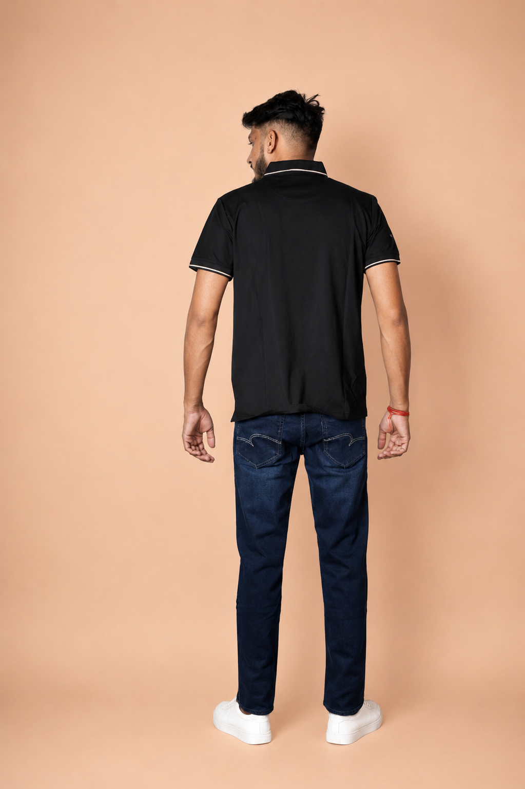 Solid Black Technical Polo T-Shirt