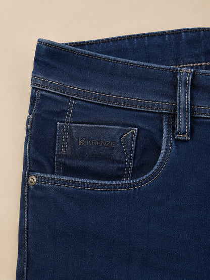 Dark Blue Jeans With White thread