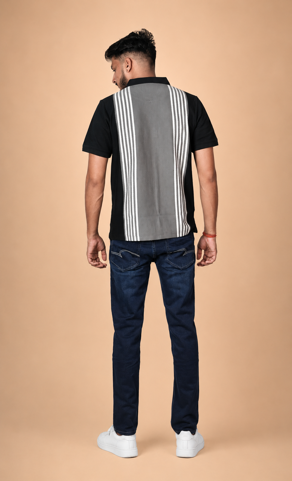 Black Grey Vertical Polo T-Shirt