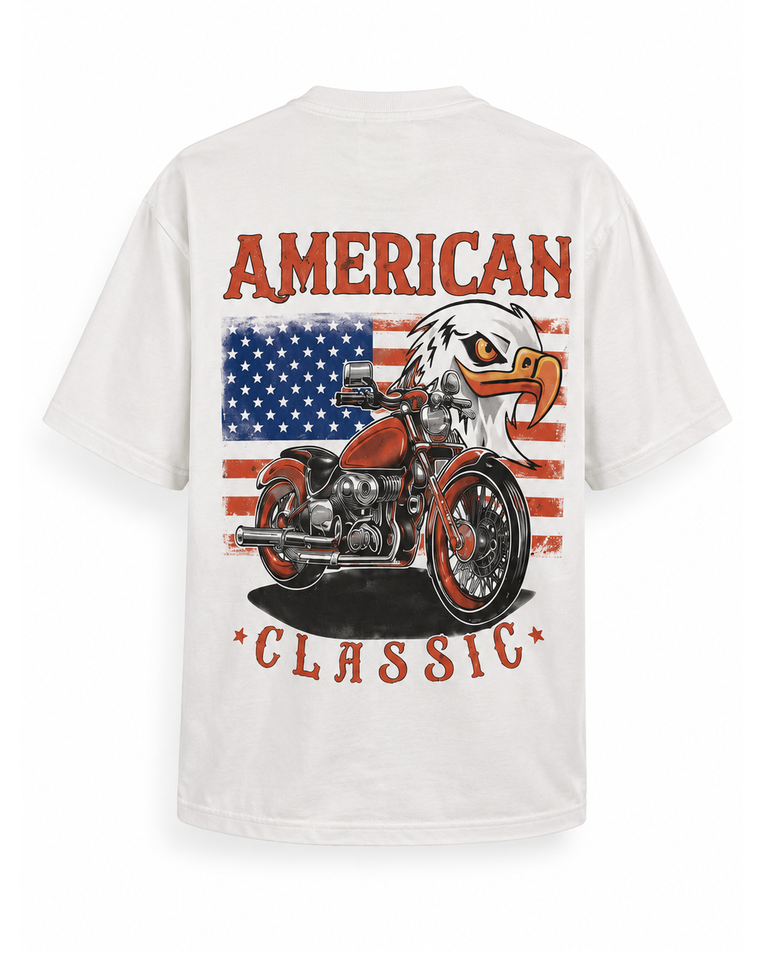 American in White Printed Oversized T-Shirt