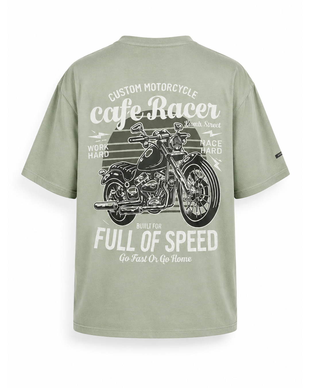 Cafe Racer Green Printed Oversized T-Shirt