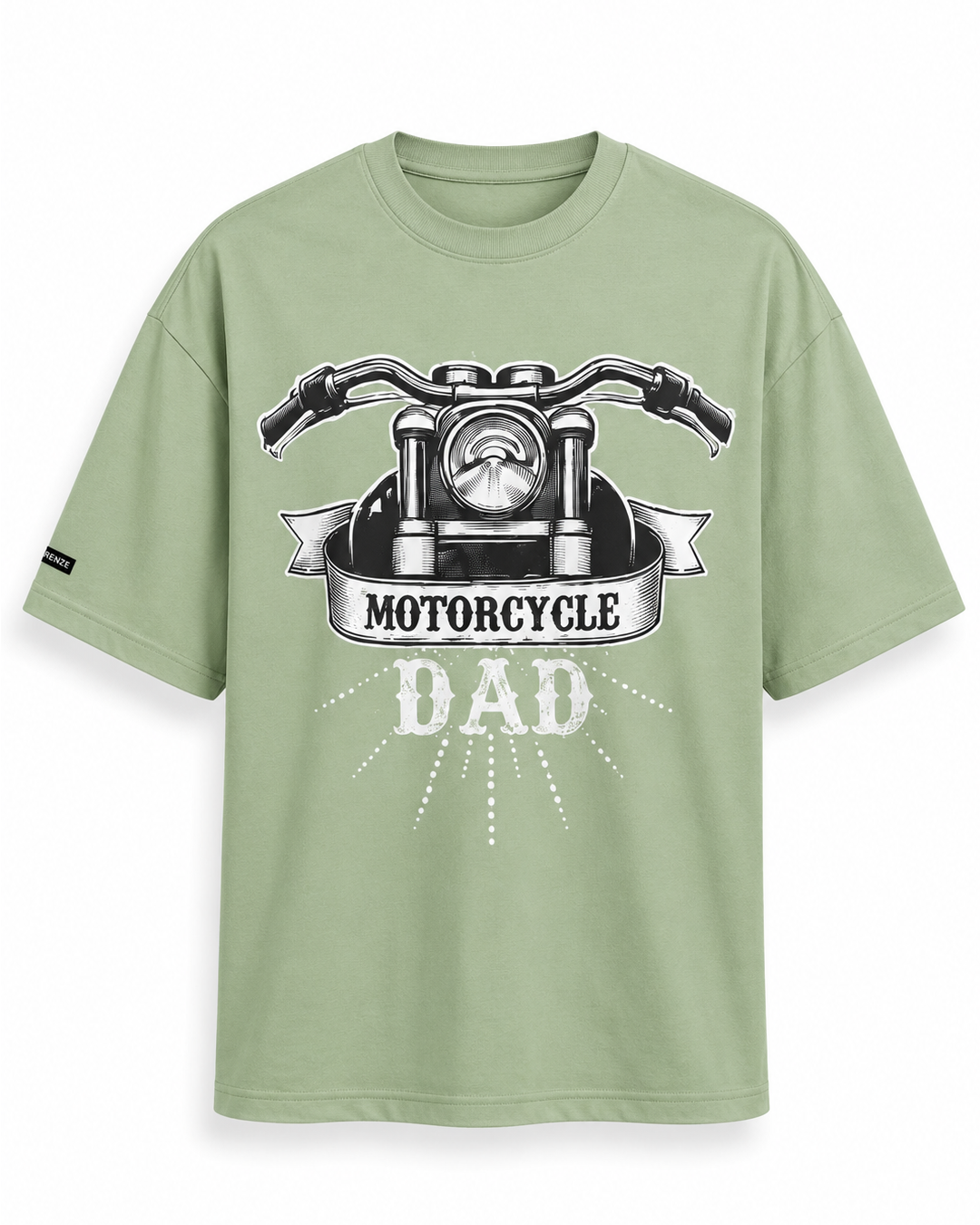 Motorcycle Dad Green Printed Oversized T-Shirt