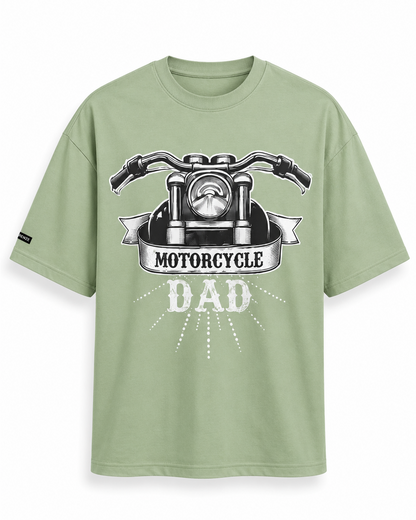 Motorcycle Dad Green Printed Oversized T-Shirt