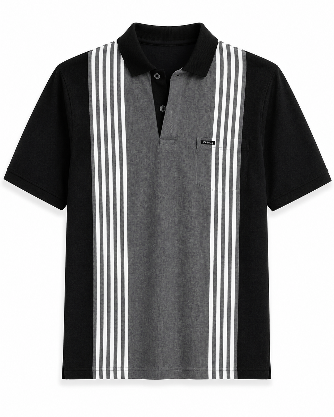 Black Grey Vertical Polo T-Shirt