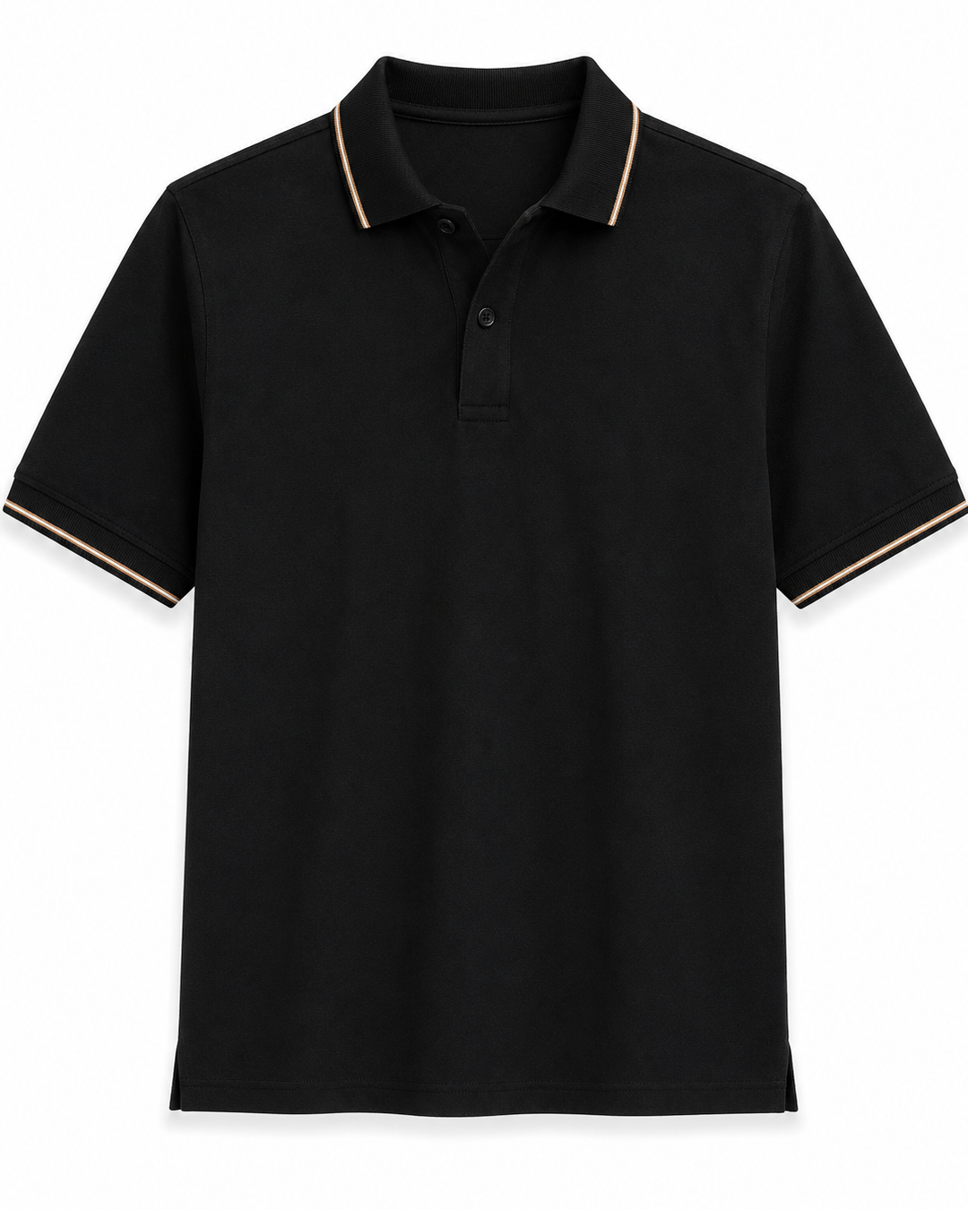 Solid Black Technical Polo T-Shirt