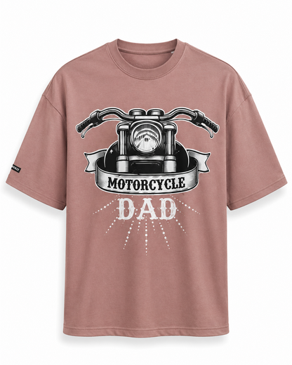 Motorcycle Dad Brown Printed Oversized T-Shirt