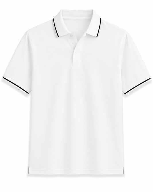 Solid White Technical Polo T-Shirt
