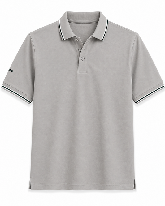 Silver Grey Technical Polo T-Shirt
