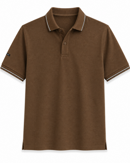 Mud Brown Technical Polo T-Shirt