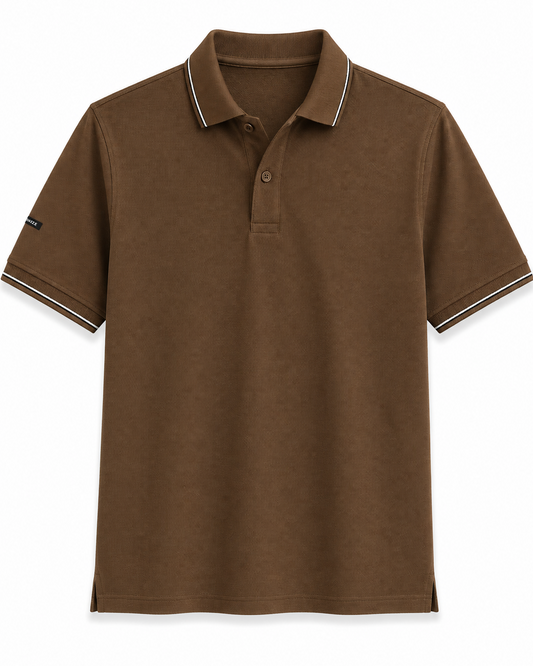 Mud Brown Technical Polo T-Shirt