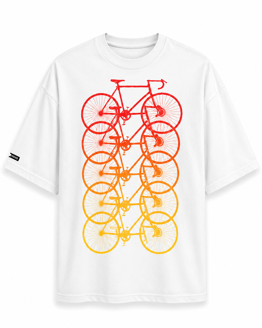 Cycles in White Printed Oversized T-Shirt