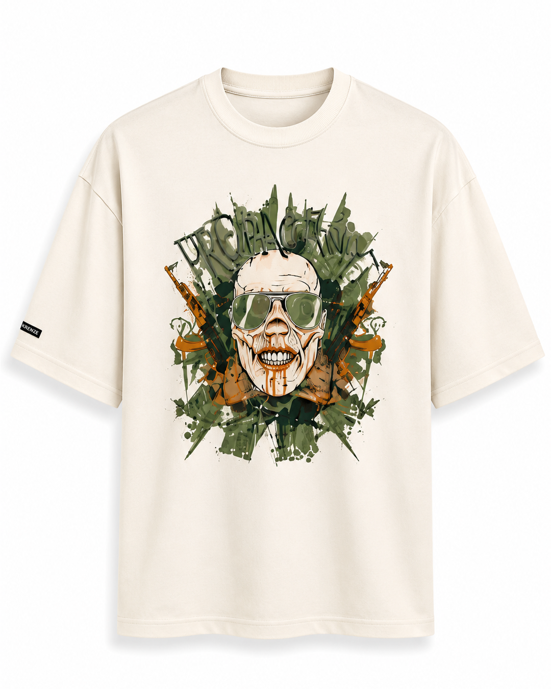Skull with Gun Printed T-Shirt 100% Cotton