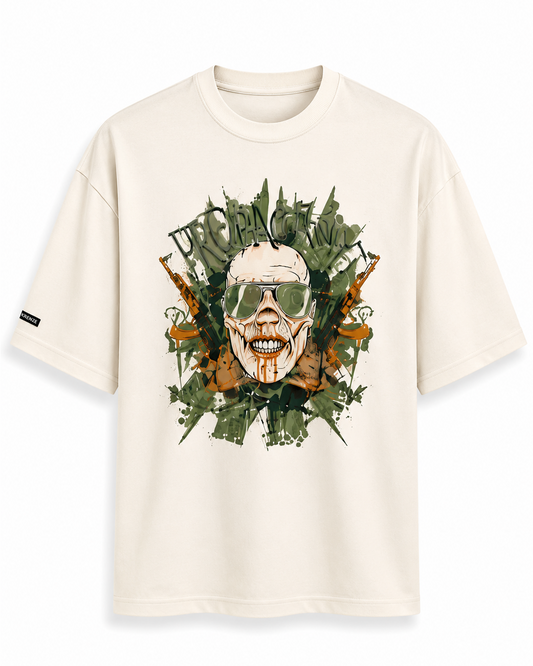 Skull with Gun Printed T-Shirt 100% Cotton
